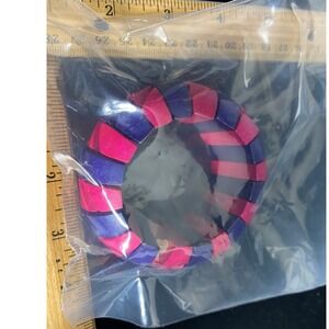 Stretch Bracelet Pink Purple Wood Block Style Colorful Statement Bangle Jewelry‎
